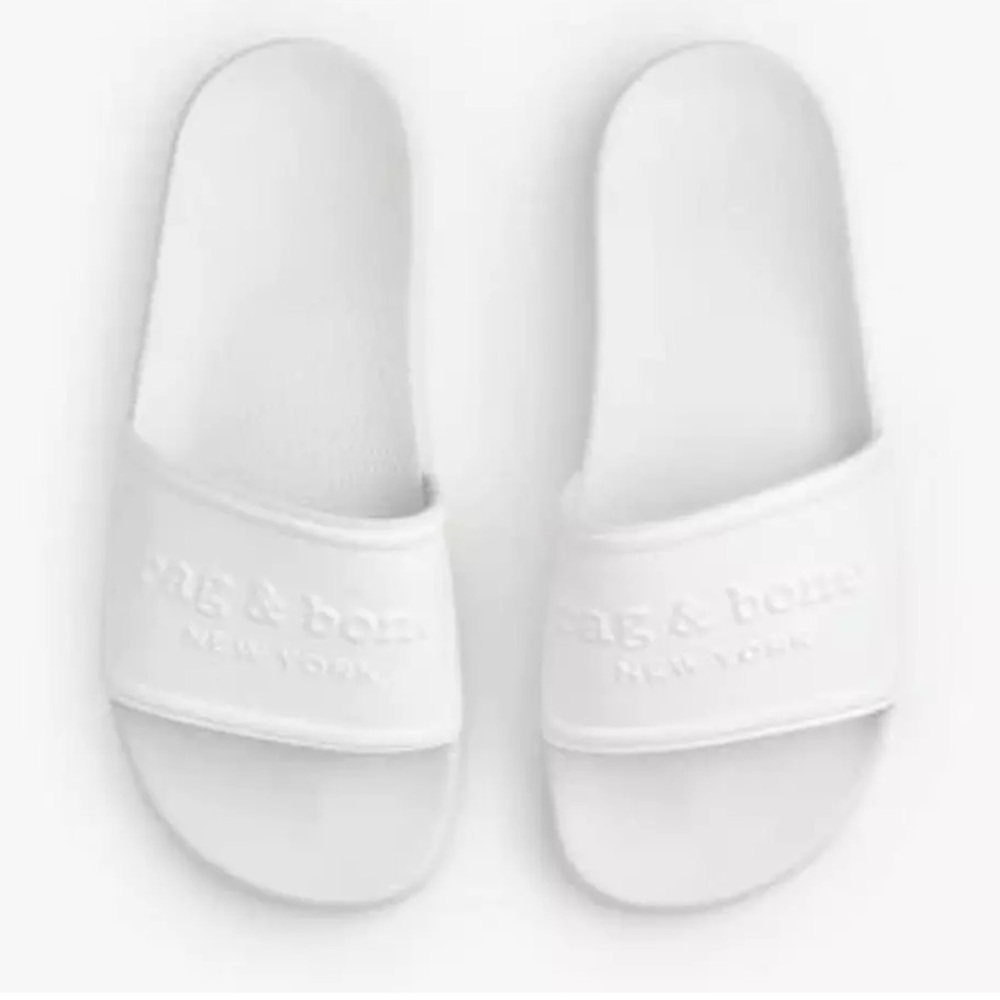 Rag & Bone Women's White Sandals Shoes RB Pool Slides US Size 9 New With Box